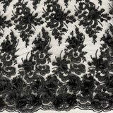 Beaded 3D Floral Lace Peach Mesh