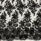 Beaded 3D Floral Lace Fabric Peach 48" Wide