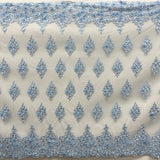 1 Yard Beaded 3D Floral Lace Fabric Embroidered on 100% Polyester Net Mesh