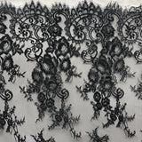 Embroidered Lace Fabric with Eyelash Scallop