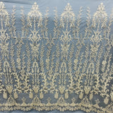 Beaded Lace Fabric on Polyester Net Mesh