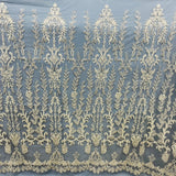 Beaded Lace Fabric on Polyester Net Mesh 51" Wide