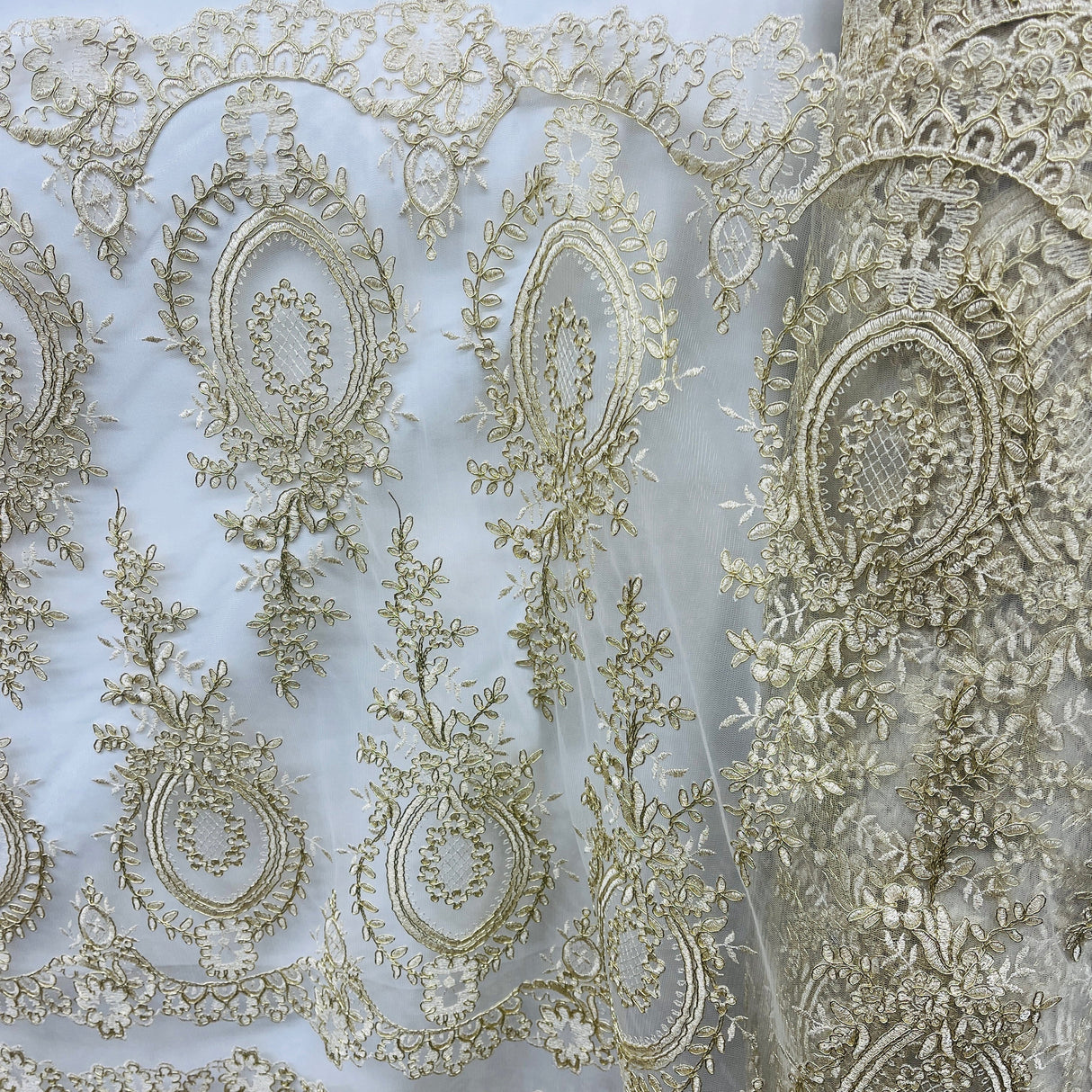 Corded Bridal Lace Fabric 100% Polyester Net Mesh 48" Wide