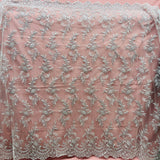Corded Bridal Lace Fabric Embroidered on Polyester Net Mesh 51" Wide