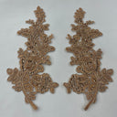 1 Pair 12" x 3.5" Beaded & Corded Floral Lace Applique 100% Polyester Net Mesh