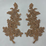 Beaded Corded Floral Lace Applique 100 Percent Polyester Fabric - Embroidered Net Mesh, 12" X 3.5" Each Side (1 Pair)