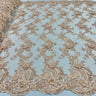 Beaded Floral Lace Fabric 3D Embroidered Net Mesh 52" Wide