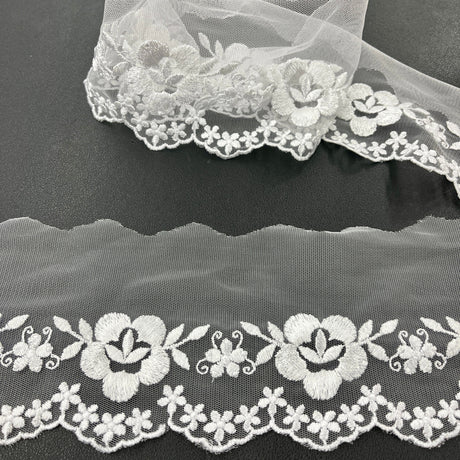 Polyester Lace Trimming Colorful Floral Embroidered 2.5" Wide