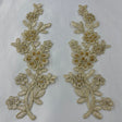 Beaded Corded Floral Lace Applique 100% Polyester Net Mesh