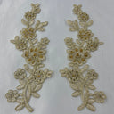 Beaded Corded Floral Lace Applique 100% Polyester Net Mesh
