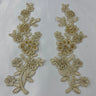 Beaded Corded Floral Lace Applique 100% Polyester Net Mesh