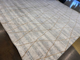 KAI 305 Polyester Fabric - Cream High-Low Texture, Blue Gray Gold-Brown Argyle Design, 5' 3" X 7' 4", 7' 9" X 10' 9", 10' X 13' (1 Unit)