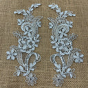Beaded Corded Floral Lace Applique Pair
