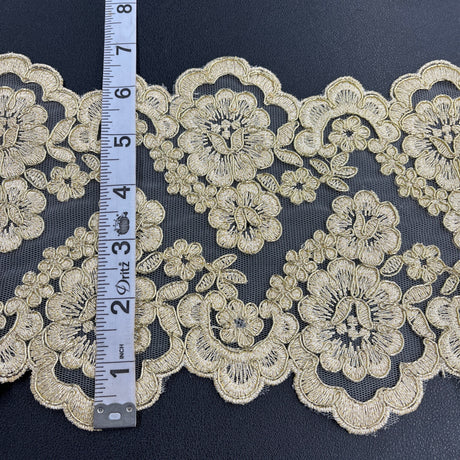 Embroidered Mesh Corded Lace Trim