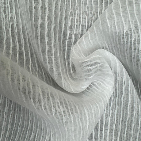 Adeena Fabric Polyester Fabric - Striped Sheer Textured, Ivory, 118" Width (1 Yard)