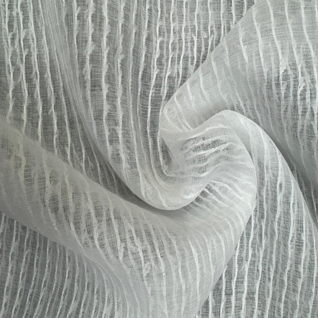 Adeena Fabric Polyester Fabric - Striped Sheer Textured, Ivory, 118" Width (1 Yard)