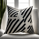 VIVA019 Velvet Pillow Fabric - White Black Geometric Design, 20" X 20" (1 Pillow)
