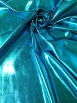 Colorful Shiny All Over Foil Stretch Lightweight Knit Jersey Polyester Spandex Fabric - Turquoise, Red, Gold, Copper, Bronze, Silver, Purple, Royal, Green, Magenta, Black, Gunmetal, Pearl, 58"-60" Width