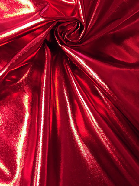 Colorful Shiny All Over Foil Stretch Lightweight Knit Jersey Polyester Spandex Fabric - Turquoise, Red, Gold, Copper, Bronze, Silver, Purple, Royal, Green, Magenta, Black, Gunmetal, Pearl, 58"-60" Width