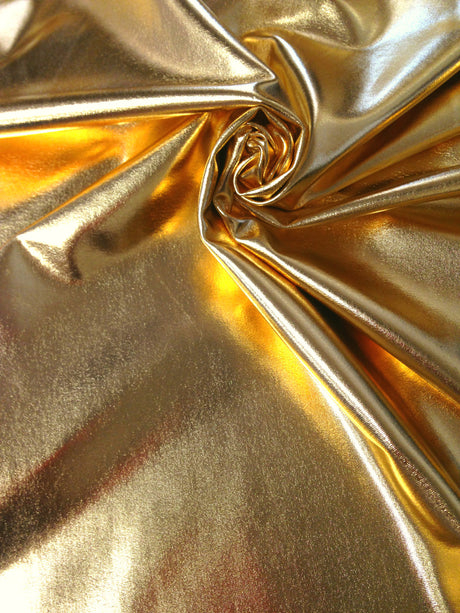 Colorful Shiny All Over Foil Stretch Lightweight Knit Jersey Polyester Spandex Fabric - Turquoise, Red, Gold, Copper, Bronze, Silver, Purple, Royal, Green, Magenta, Black, Gunmetal, Pearl, 58"-60" Width