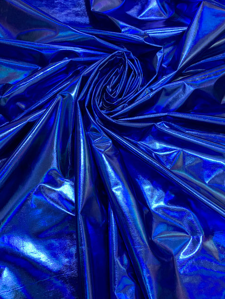 Holographic Metallic Foil Polyester Spandex Jersey Knit Fabric - Silver, Gold, Royal, Blue, Green, Charcoal Gray, Magenta, 58"-60" Width