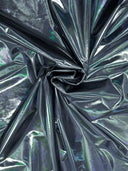 Holographic Metallic Foil Polyester Spandex Jersey Knit Fabric - Silver, Gold, Royal, Blue, Green, Charcoal Gray, Magenta, 58"-60" Width