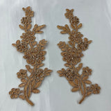 Beaded Corded Floral Lace Applique 100% Polyester Net Mesh