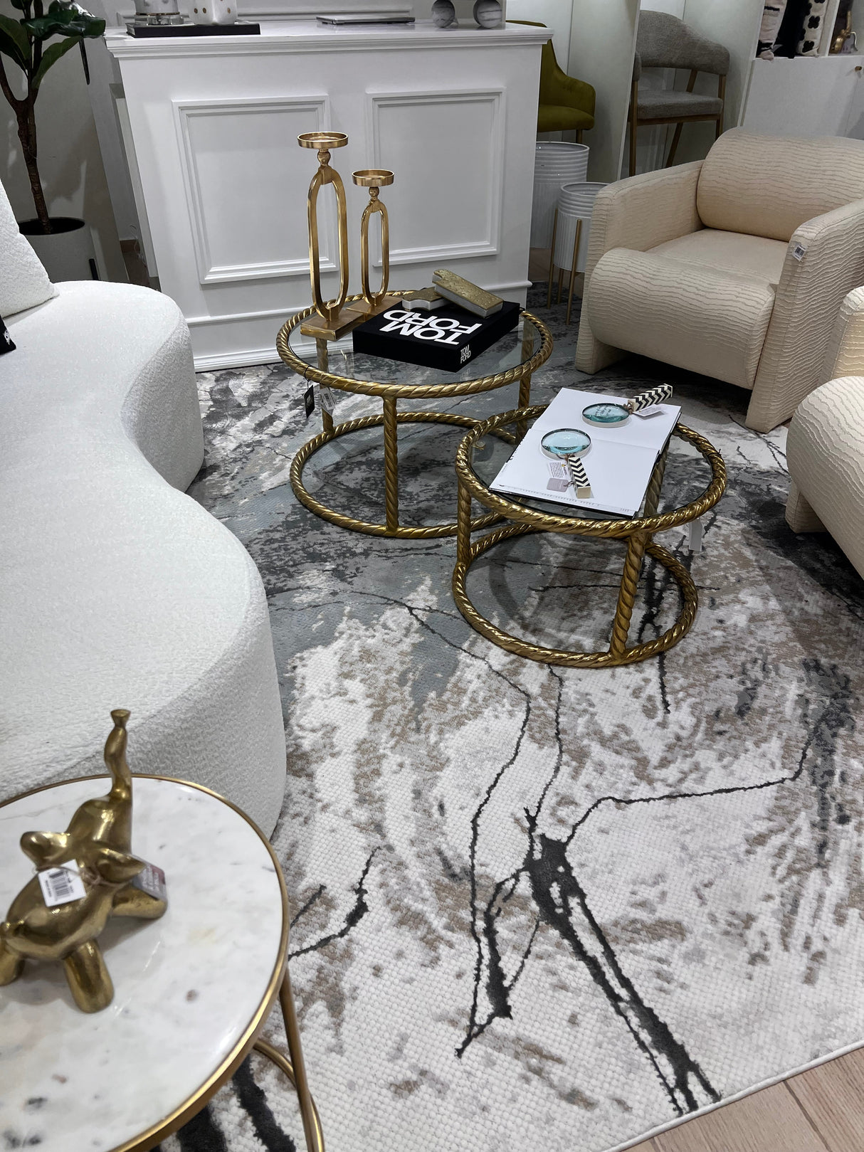 METZ 4202 Polyester Viscose Area Rug - Abstract Marbled High-Low, Crème Beige, Charcoal Tone-On-Tone, Faded Teal & Mocha Accents (9' 8" X 13')