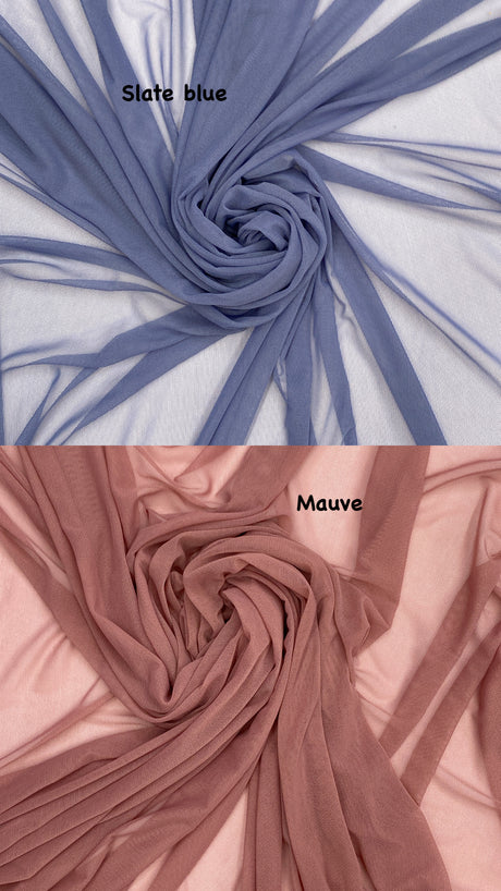 Power Mesh Nylon Spandex Fabric - Slate Blue, Sheer, 60" Width (1 Yard)