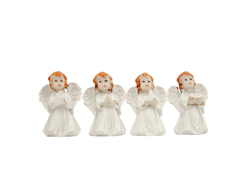 1 3/4" Tall White Dress White Wings Standing Poly Resin Angel - Set of 24 Figurines