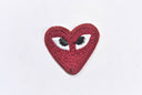 Embroidered Heart Patch with Eyes