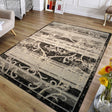 Durable Plush Southern Style Polypropylene Fabric - Black Gray Area Rug, 5' X 7' (1 Unit)