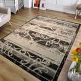 Durable Plush Southern Style Polypropylene Fabric - Black Gray Area Rug, 5' X 7' (1 Unit)