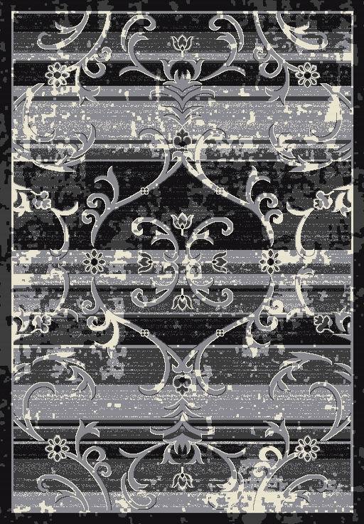 Durable Plush Southern Style Polypropylene Fabric - Black Gray Area Rug, 5' X 7' (1 Unit)