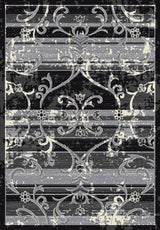 Durable Plush Southern Style Polypropylene Fabric - Black Gray Area Rug, 5' X 7' (1 Unit)