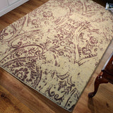 Plush Paisley Design Faded Area Rug Carpet Polypropylene Fabric - Faded Paisley, Monochromatic, 1" High Pile (5' x 7')