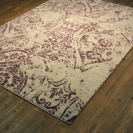 Plush Paisley Design Faded Area Rug Carpet Polypropylene Fabric - Faded Paisley, Monochromatic, 1" High Pile (5' x 7')