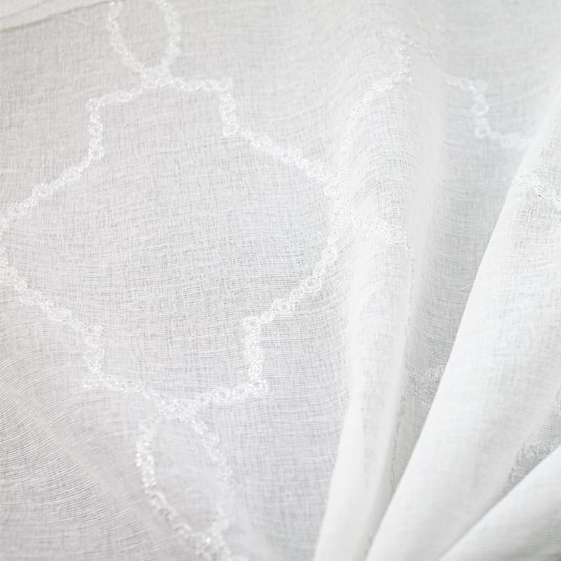 Aladdin Embroidered Sheer Polyester Fabric - Moorish Metallic Embroidery, 118" Width (1 Yard)