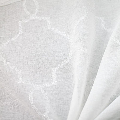 Aladdin Embroidered Sheer Polyester Fabric - Moorish Metallic Embroidery, 118" Width (1 Yard)