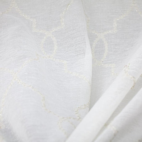 Aladdin Embroidered Sheer Polyester Fabric - Moorish Metallic Embroidery, 118" Width (1 Yard)