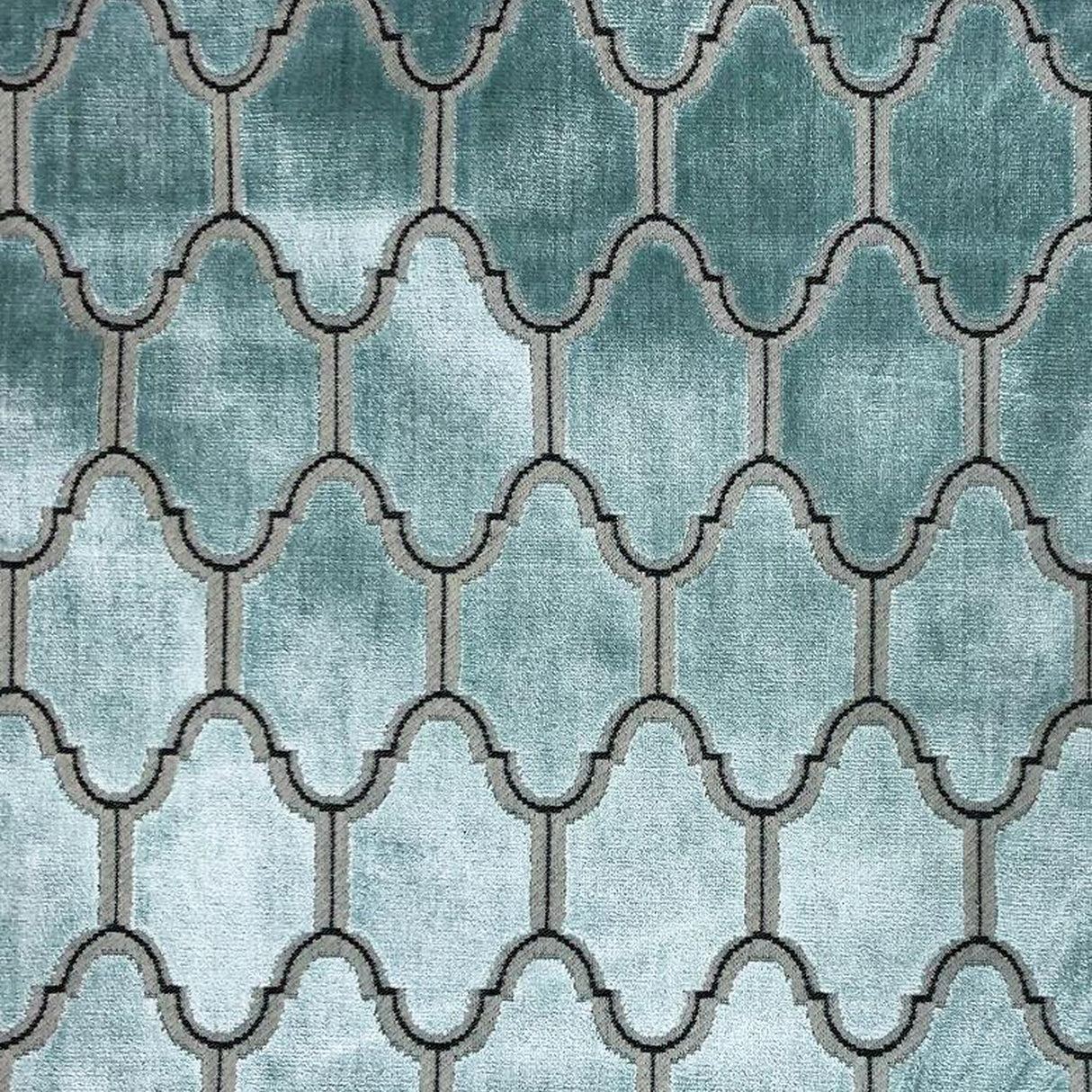 Alaya Geometric Cut Velvet Fabric - Moorish Design, 55" Width (1 Yard)