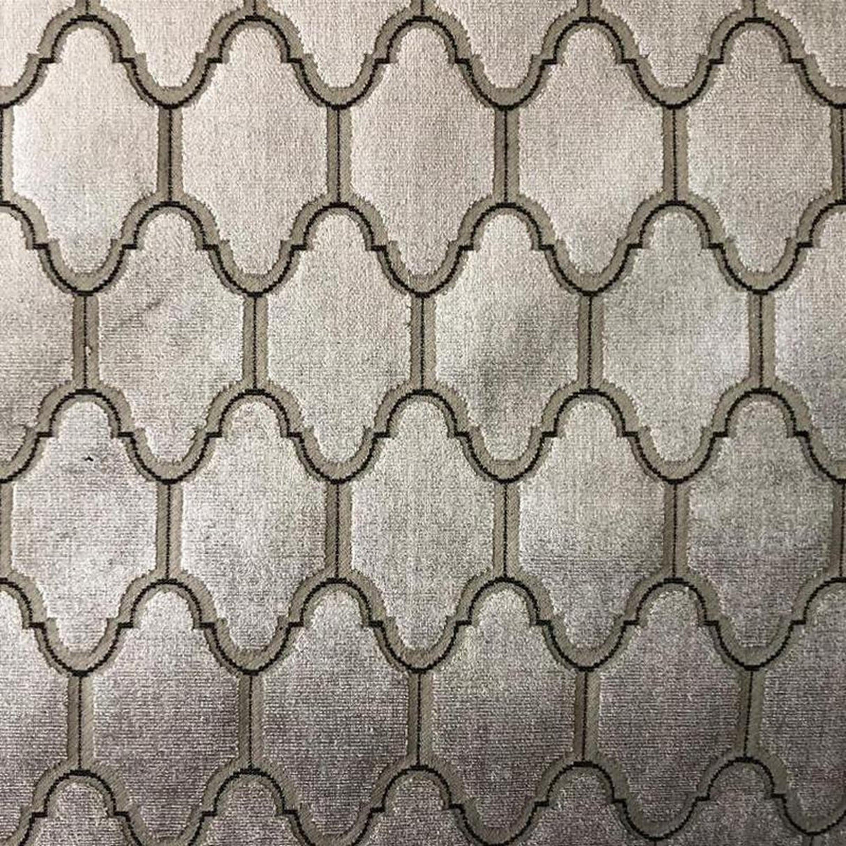 Alaya Geometric Cut Velvet Fabric - Moorish Design, 55" Width (1 Yard)