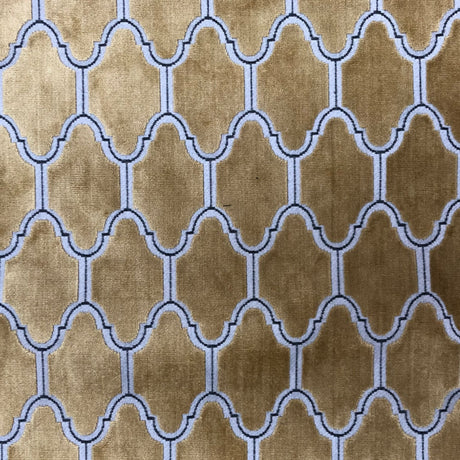 Alaya Geometric Cut Velvet Fabric - Moorish Design, 55" Width (1 Yard)