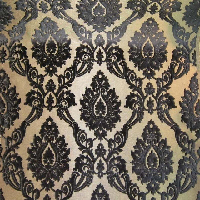 Alessandra Fabric Damask Cut Velvet Fabric - Black, Red, Silver, Coral, Canary, Cranberry, Apple, Jade, 55" Width (1 Yard)