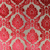 Alessandra Fabric Damask Cut Velvet Fabric - Black, Red, Silver, Coral, Canary, Cranberry, Apple, Jade, 55" Width (1 Yard)