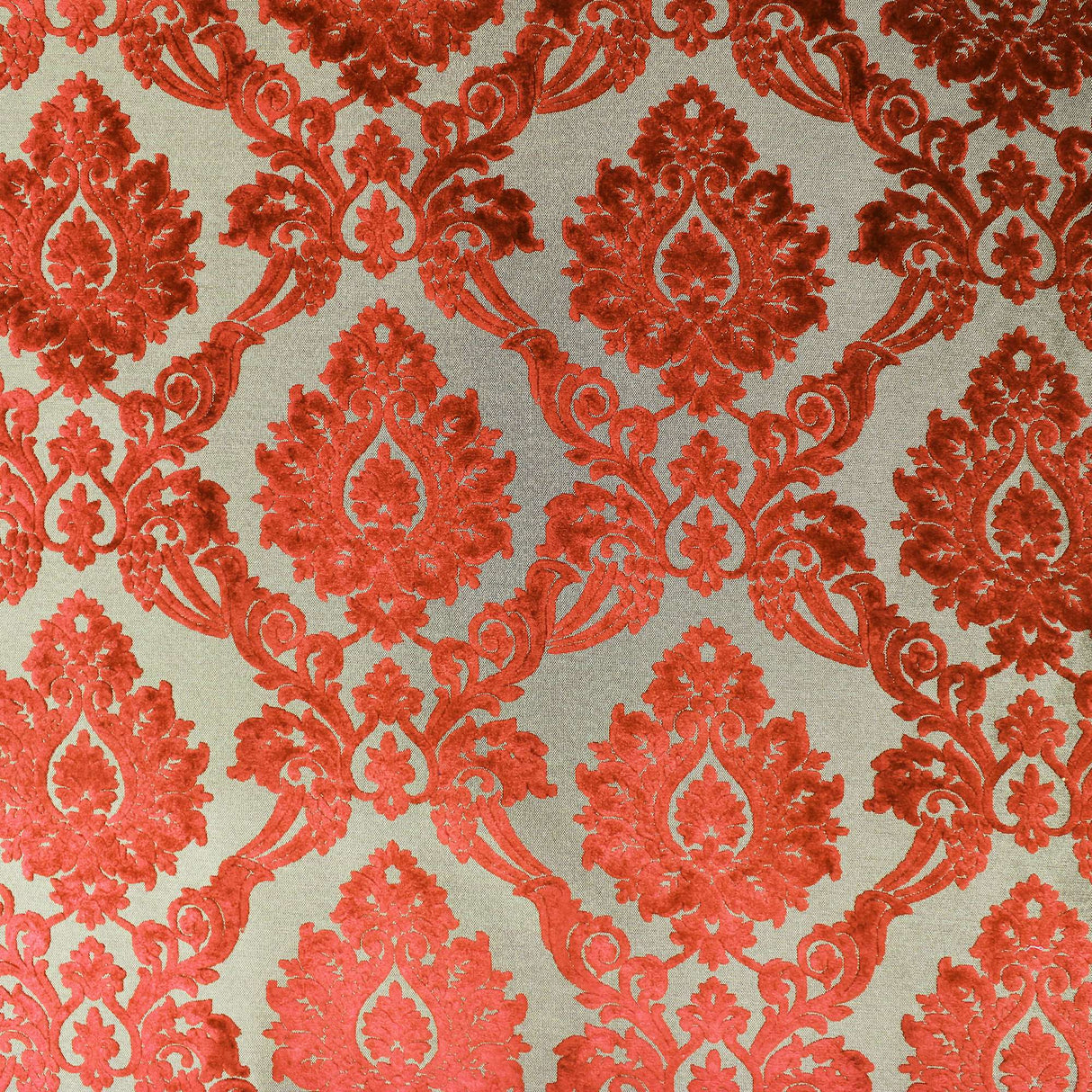 Alessandra Fabric Damask Cut Velvet Fabric - Black, Red, Silver, Coral, Canary, Cranberry, Apple, Jade, 55" Width (1 Yard)