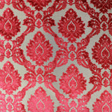 Alessandra Fabric Damask Cut Velvet Fabric - Black, Red, Silver, Coral, Canary, Cranberry, Apple, Jade, 55" Width (1 Yard)