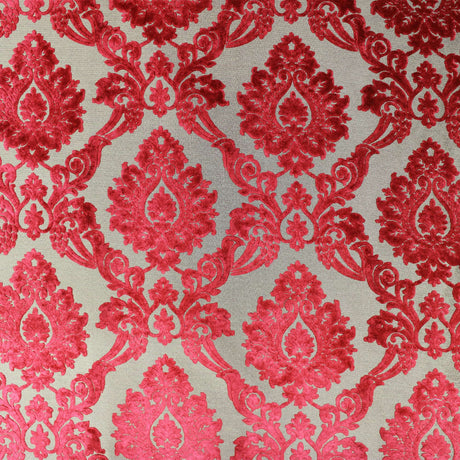 Alessandra Fabric Damask Cut Velvet Fabric - Black, Red, Silver, Coral, Canary, Cranberry, Apple, Jade, 55" Width (1 Yard)