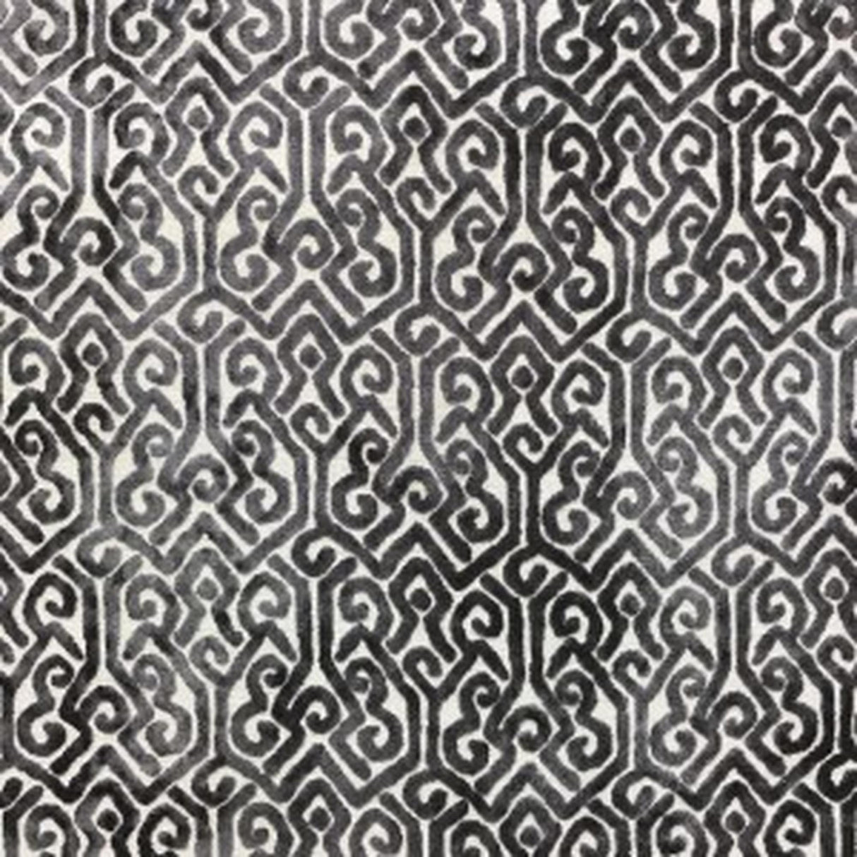 Alexandra Tribal Cut Velvet Fabric - White Tribal Pattern, 55" Width (1 Yard)