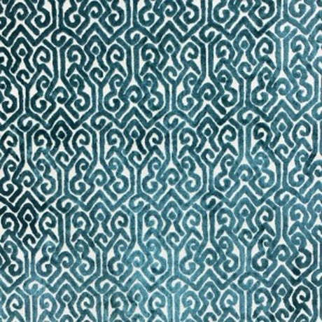 Alexandra Tribal Cut Velvet Fabric - White Tribal Pattern, 55" Width (1 Yard)